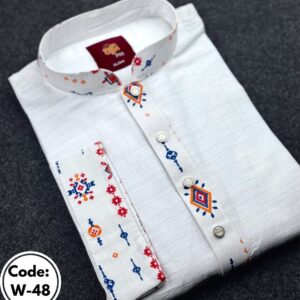 খাদি পাঞ্জাবী কনট্রাস্ট সাদা(W-48)