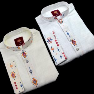 খাদি পাঞ্জাবী কনট্রাস্ট(সাদা/অফ হোয়াইট)